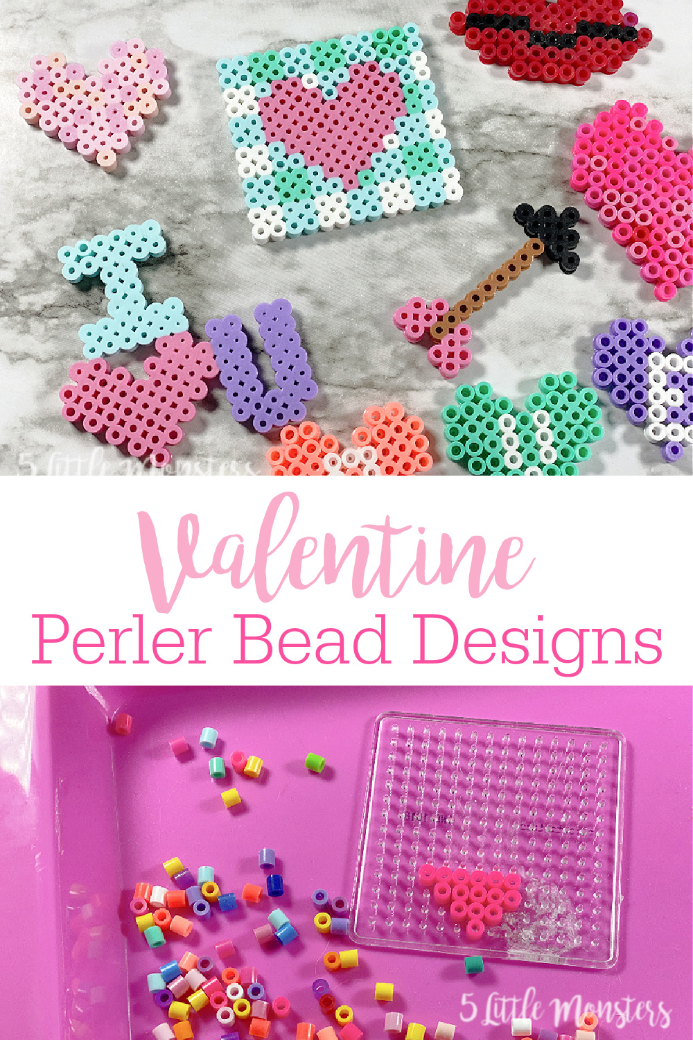 5 Little Monsters: Valentine Perler Bead Designs